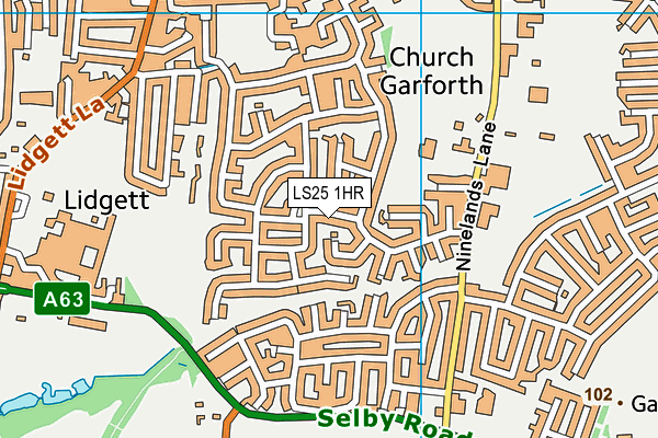 LS25 1HR map - OS VectorMap District (Ordnance Survey)
