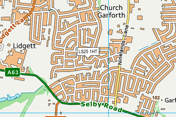 LS25 1HT map - OS VectorMap District (Ordnance Survey)