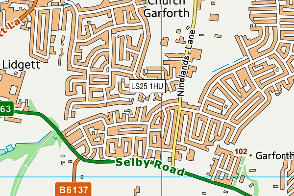 LS25 1HU map - OS VectorMap District (Ordnance Survey)