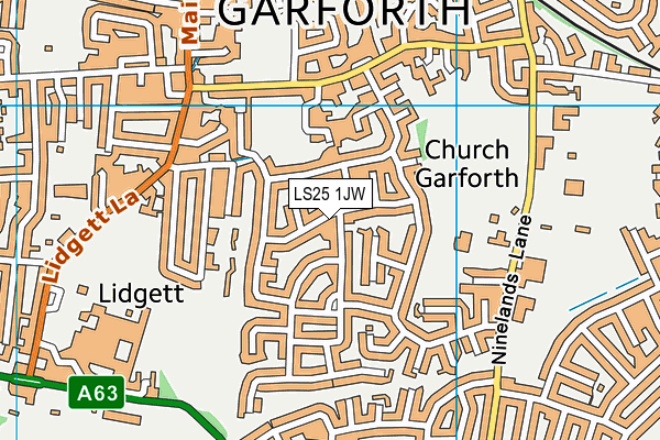 LS25 1JW map - OS VectorMap District (Ordnance Survey)