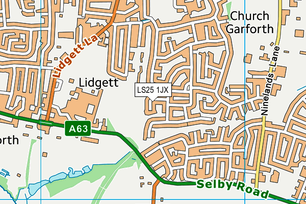 LS25 1JX map - OS VectorMap District (Ordnance Survey)