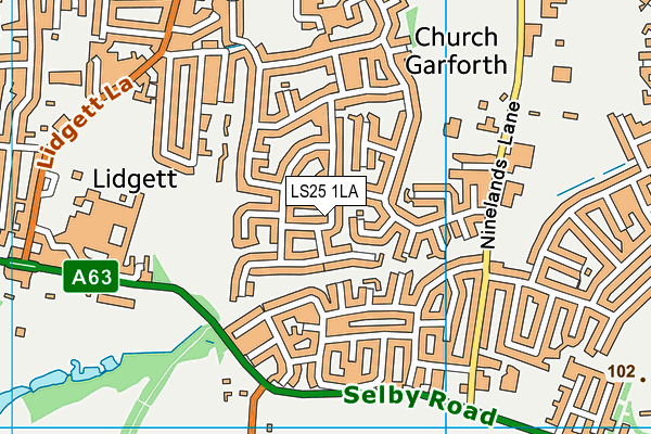 LS25 1LA map - OS VectorMap District (Ordnance Survey)