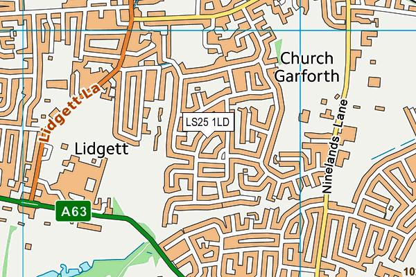 LS25 1LD map - OS VectorMap District (Ordnance Survey)