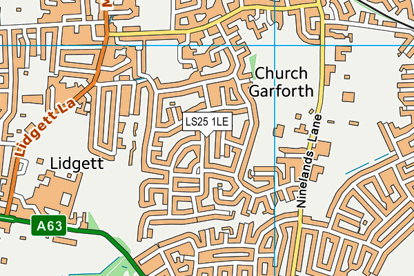 LS25 1LE map - OS VectorMap District (Ordnance Survey)