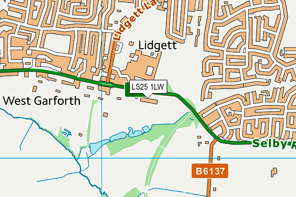 LS25 1LW map - OS VectorMap District (Ordnance Survey)