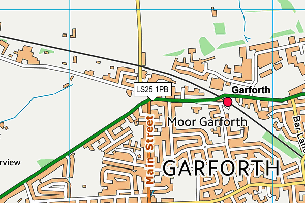 LS25 1PB map - OS VectorMap District (Ordnance Survey)