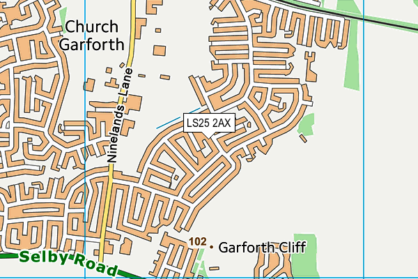 LS25 2AX map - OS VectorMap District (Ordnance Survey)