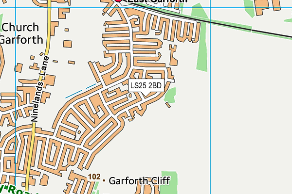 LS25 2BD map - OS VectorMap District (Ordnance Survey)