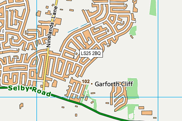 LS25 2BQ map - OS VectorMap District (Ordnance Survey)