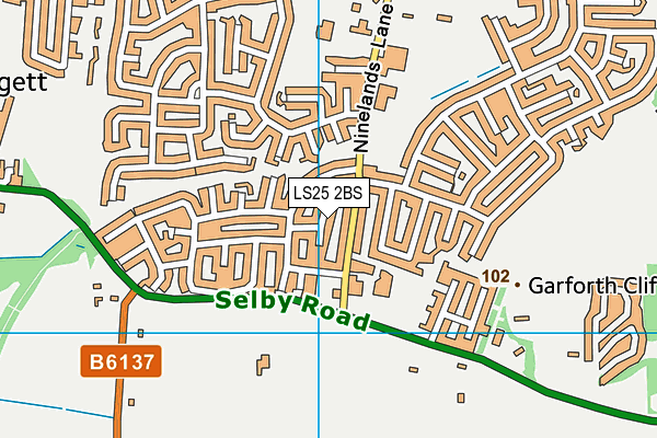 LS25 2BS map - OS VectorMap District (Ordnance Survey)