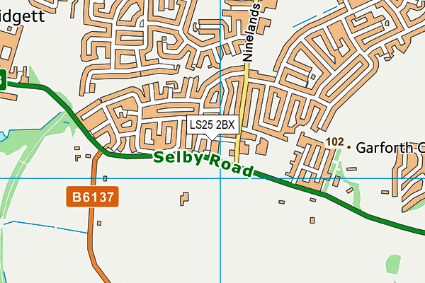 LS25 2BX map - OS VectorMap District (Ordnance Survey)