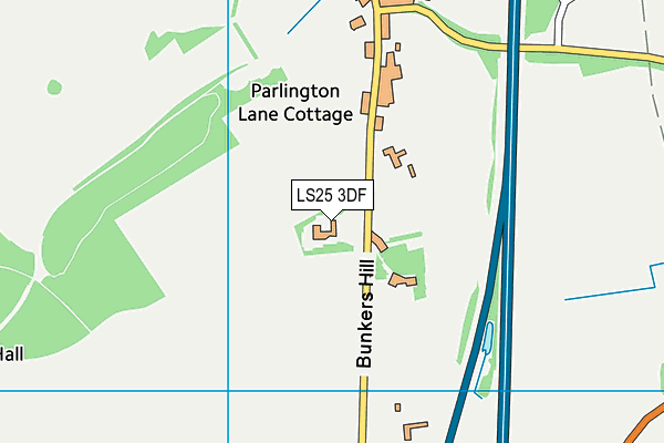 LS25 3DF map - OS VectorMap District (Ordnance Survey)