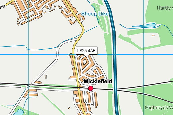 LS25 4AE map - OS VectorMap District (Ordnance Survey)