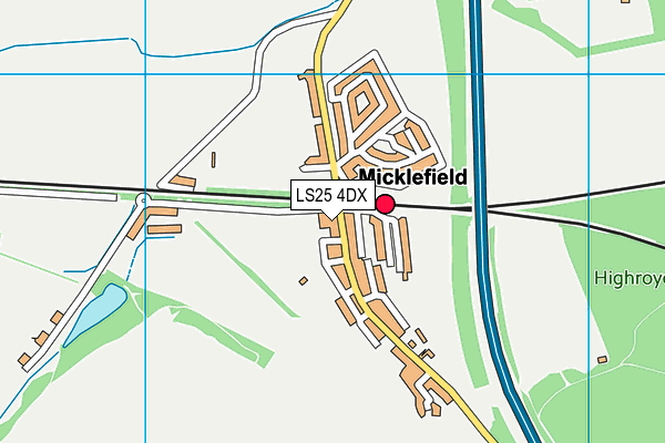 LS25 4DX map - OS VectorMap District (Ordnance Survey)