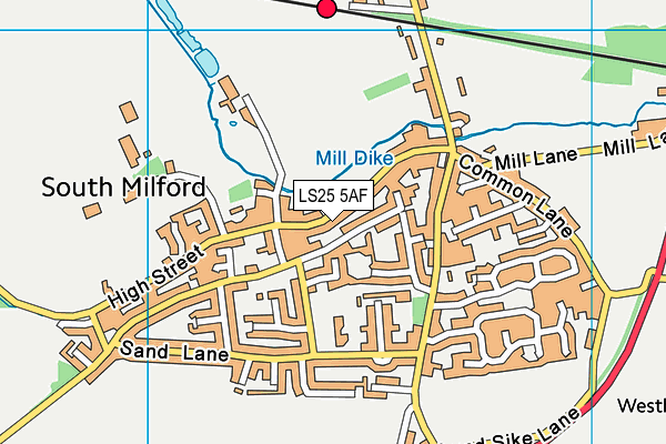 LS25 5AF map - OS VectorMap District (Ordnance Survey)