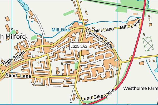 LS25 5AS map - OS VectorMap District (Ordnance Survey)