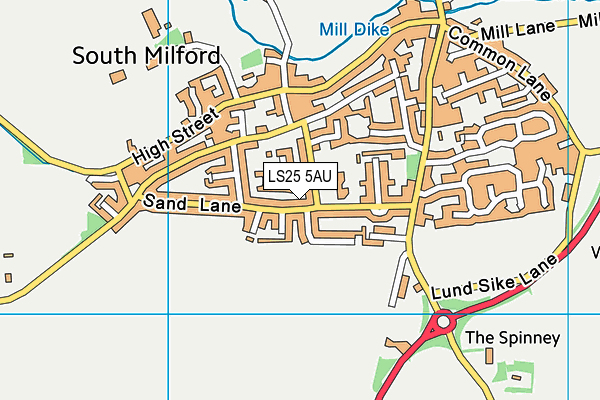 South Milford Primary School map (LS25 5AU) - OS VectorMap District (Ordnance Survey)