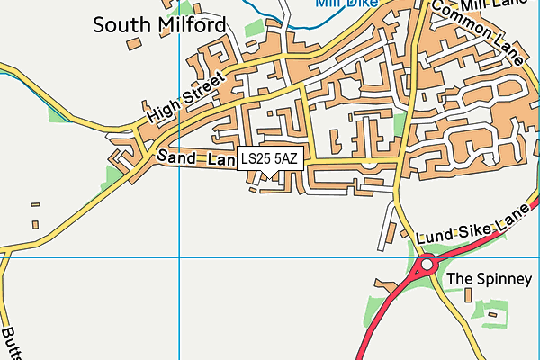 LS25 5AZ map - OS VectorMap District (Ordnance Survey)