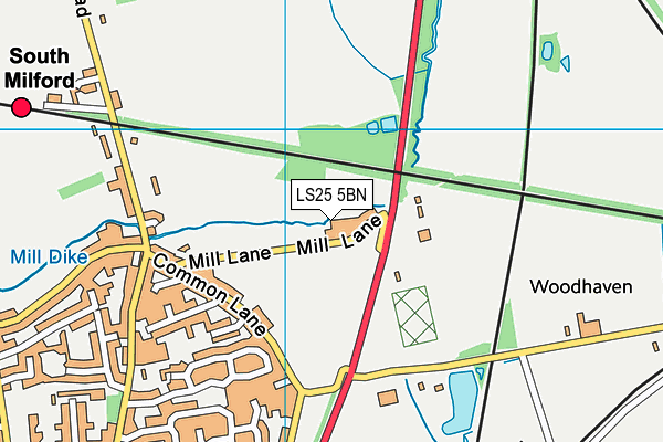South Milford Afc map (LS25 5BN) - OS VectorMap District (Ordnance Survey)