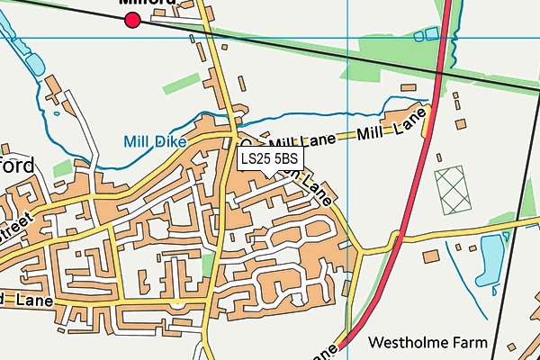 LS25 5BS map - OS VectorMap District (Ordnance Survey)
