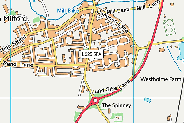 LS25 5FA map - OS VectorMap District (Ordnance Survey)