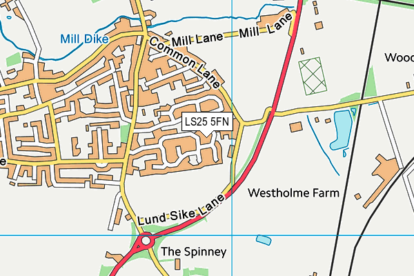 LS25 5FN map - OS VectorMap District (Ordnance Survey)