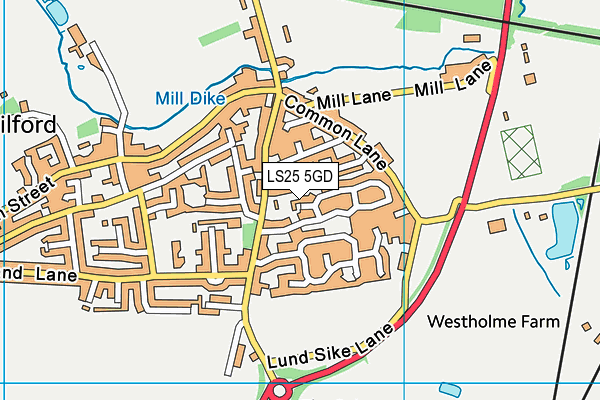 LS25 5GD map - OS VectorMap District (Ordnance Survey)