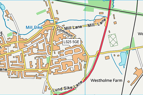 LS25 5GE map - OS VectorMap District (Ordnance Survey)