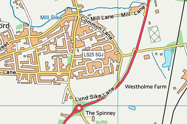 LS25 5GJ map - OS VectorMap District (Ordnance Survey)
