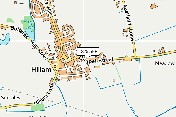 Hillam And Monk Fryston Cricket Club map (LS25 5HP) - OS VectorMap District (Ordnance Survey)