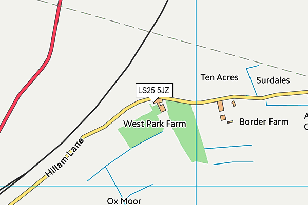 LS25 5JZ map - OS VectorMap District (Ordnance Survey)