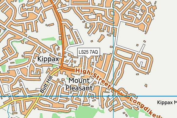 LS25 7AQ map - OS VectorMap District (Ordnance Survey)