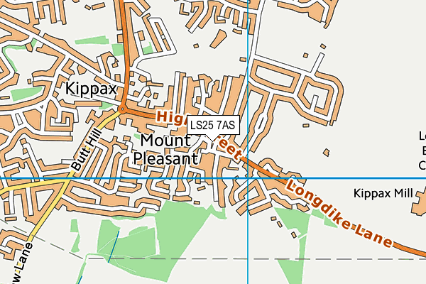 LS25 7AS map - OS VectorMap District (Ordnance Survey)