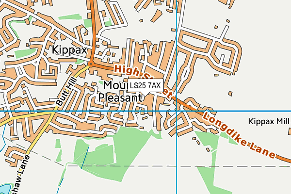 LS25 7AX map - OS VectorMap District (Ordnance Survey)