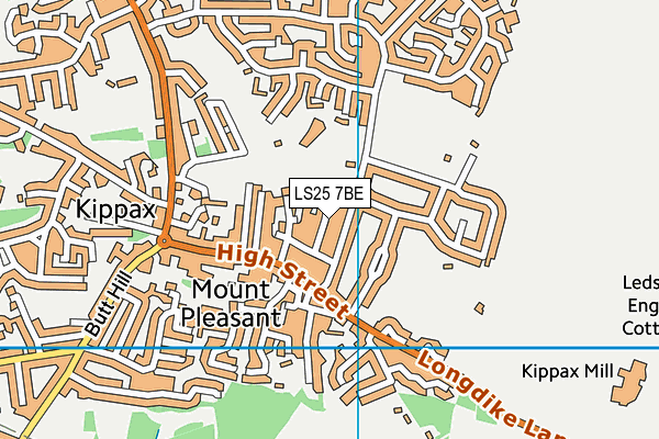 LS25 7BE map - OS VectorMap District (Ordnance Survey)