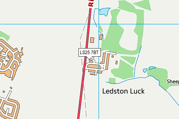 LS25 7BT map - OS VectorMap District (Ordnance Survey)