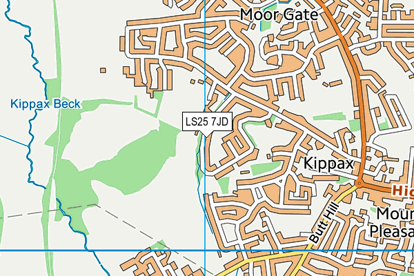 LS25 7JD map - OS VectorMap District (Ordnance Survey)
