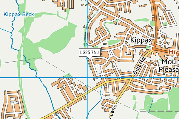 LS25 7NJ map - OS VectorMap District (Ordnance Survey)