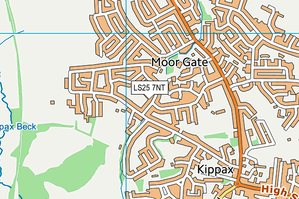 LS25 7NT map - OS VectorMap District (Ordnance Survey)