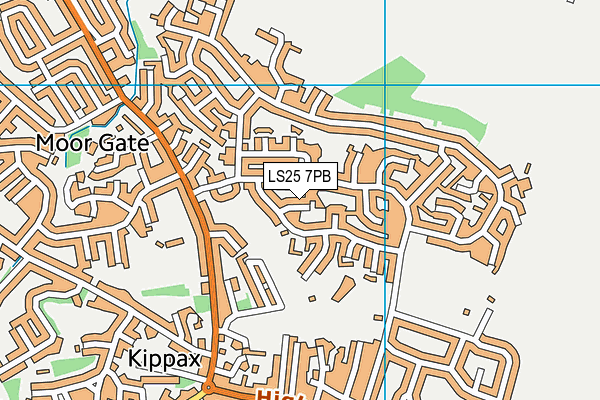 LS25 7PB map - OS VectorMap District (Ordnance Survey)