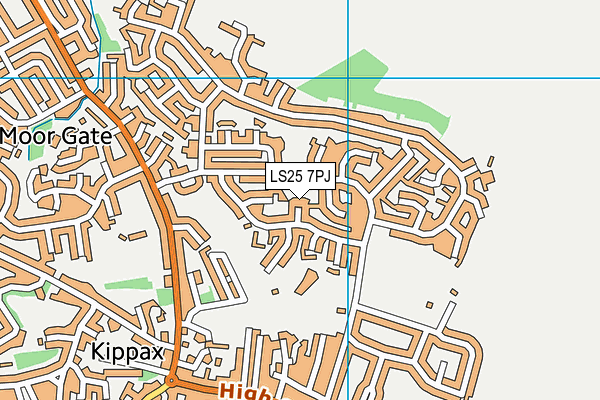 LS25 7PJ map - OS VectorMap District (Ordnance Survey)