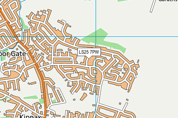 LS25 7PW map - OS VectorMap District (Ordnance Survey)