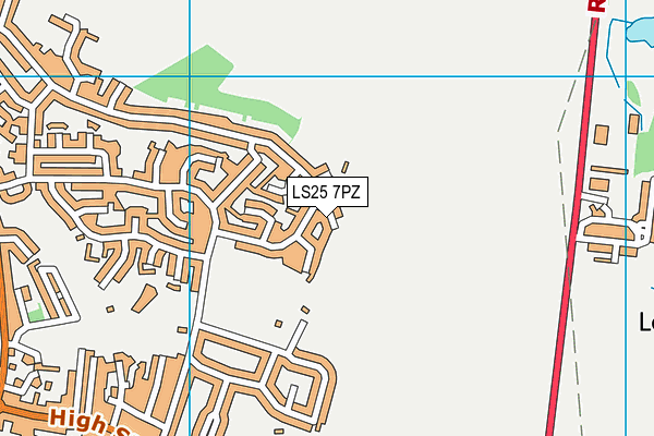 LS25 7PZ map - OS VectorMap District (Ordnance Survey)
