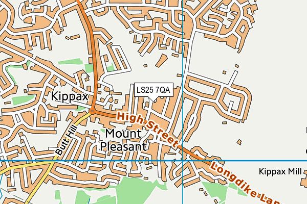 LS25 7QA map - OS VectorMap District (Ordnance Survey)