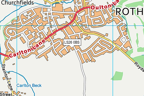 LS26 0BS map - OS VectorMap District (Ordnance Survey)