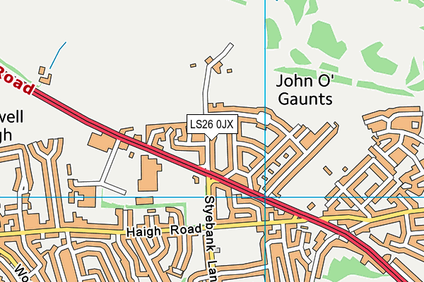 LS26 0JX map - OS VectorMap District (Ordnance Survey)