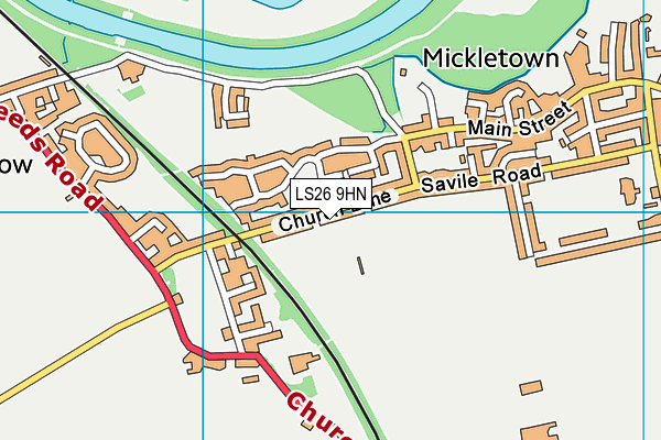 Church Lane Playing Fields map (LS26 9HN) - OS VectorMap District (Ordnance Survey)