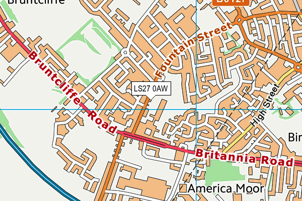 LS27 0AW map - OS VectorMap District (Ordnance Survey)