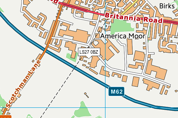 LS27 0BZ map - OS VectorMap District (Ordnance Survey)