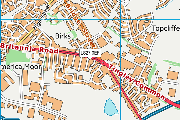 LS27 0EF map - OS VectorMap District (Ordnance Survey)